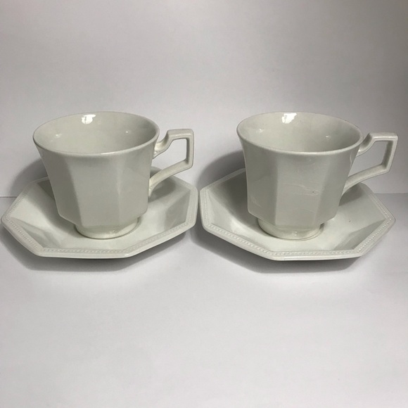 Johnson Brothers Heritage Ironstone 2 Cup & Saucer Sets White Vintage England - Picture 7 of 16